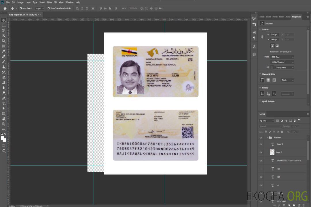 Carte d'identité du Brunei 2022-présent template Carte d'identité du Brunei 2022-présent template